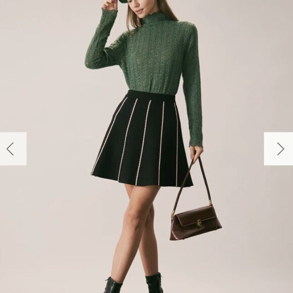 RIHOAS The Black High Waisted Contrast Mini Skirt 3 - Picture 4 of 7